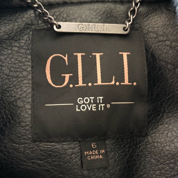 G.I.L.I black leather jacket size6 with belt - Picture 2 of 8